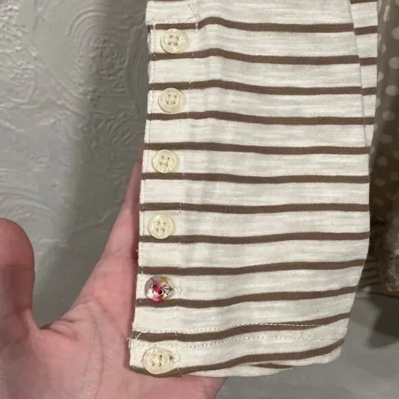 💥BOGO💥 Postmark Anthropologie White & Tan Farrago Tunic Top Size Large - Picture 6 of 9